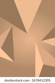 Abstractas diseño geométrico con triángulos superpuestos en tonos de marrón y beige, creando un patrón moderno y dinámico