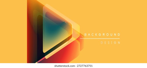 Abstractas diseño geométrico. Los triángulos superpuestos crean Gradientes de colores vibrantes sobre fondo amarillo. Estética moderna y minimalista.