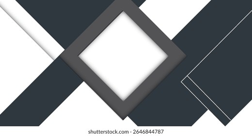 Abstractas diseño geométrico con cuadrados y diamantes superpuestos en blanco, gris y negro, creando un patrón moderno y minimalista.
