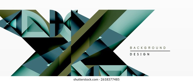 Abstract geometric design. Polygons overlap, creating dynamic visual texture. Shades teal, navy, olive dominate composition. Minimalist style.
