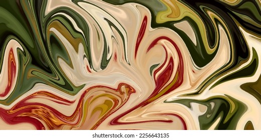 Resumen de diseño geométrico con sicodelic giratorio líquido de color rojo verde naranja. Cartel, cartel, portada, volante, folleto, plantilla de banner.