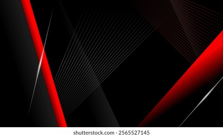 Abstract Geometric Design in Red and Black