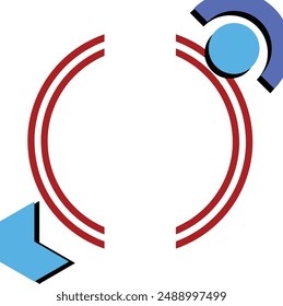 Abstract geometric design with red and blue shapes, suitable for branding, web design, and modern digital concepts. Colorful graphic elements.