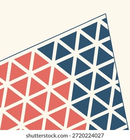 Abstract Geometric Design with Red and Blue Triangles on Cream Background Keywords: geometric, abstract, triangles, pattern, design, red, blue, cream, background, modern, graphic, art, shape