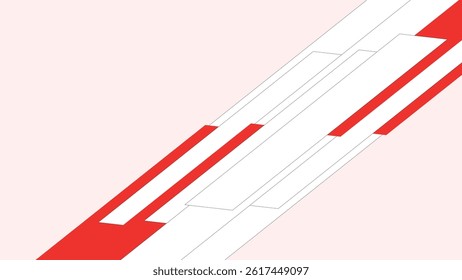 Abstract Geometric Design with Red and White Stripes