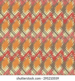 Abstract geometric design with rhombuses and zigzags - vector seamless pattern