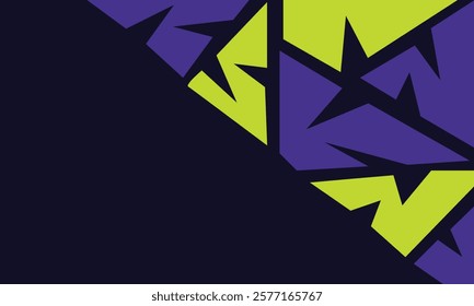 Abstract geometric design with sharp angles and vibrant purple and lime green color scheme. Modern and edgy graphic.