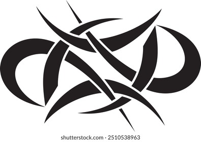 Abstract geometric design with sharp, angular black shapes on white background