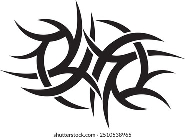 Abstract geometric design with sharp, angular black shapes on white background