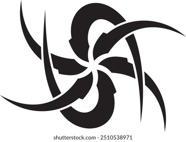 Abstract geometric design with sharp, angular black shapes on white background