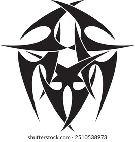 Abstract geometric design with sharp, angular black shapes on white background