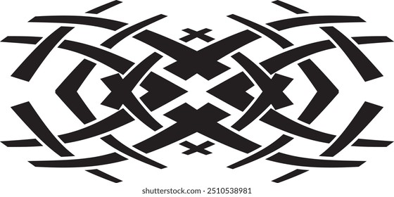 Abstract geometric design with sharp, angular black shapes on white background