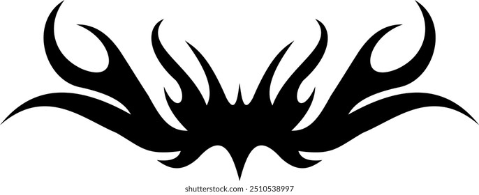 Abstract geometric design with sharp, angular black shapes on white background