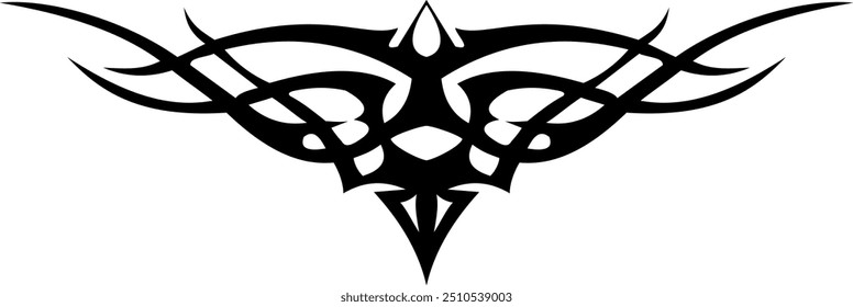 Abstract geometric design with sharp, angular black shapes on white background