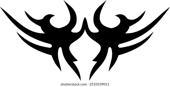 Abstract geometric design with sharp, angular black shapes on white background