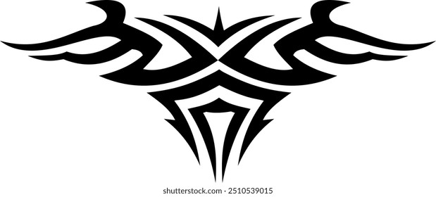 Abstract geometric design with sharp, angular black shapes on white background