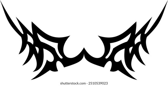 Abstract geometric design with sharp, angular black shapes on white background