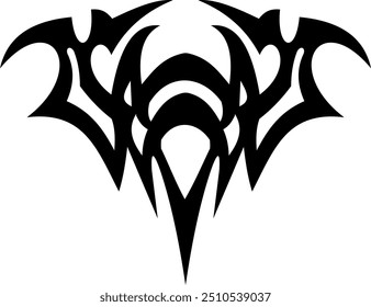 Abstract geometric design with sharp, angular black shapes on white background