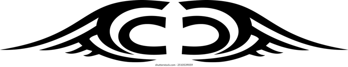 Abstract geometric design with sharp, angular black shapes on white background