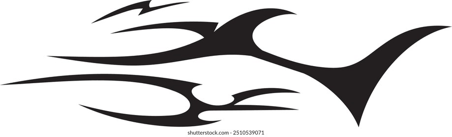 Abstract geometric design with sharp, angular black shapes on white background