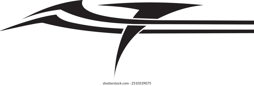 Abstract geometric design with sharp, angular black shapes on white background