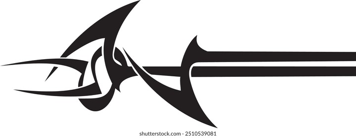 Abstract geometric design with sharp, angular black shapes on white background