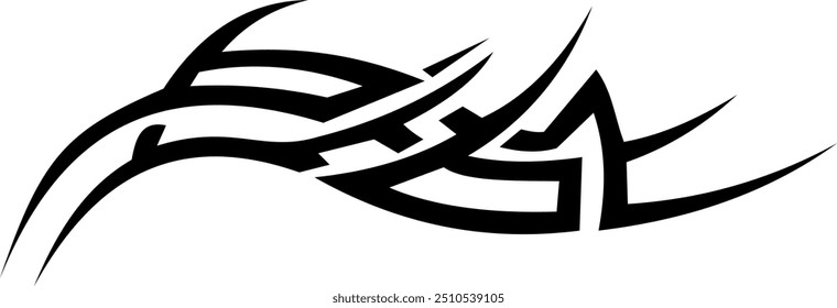 Abstract geometric design with sharp, angular black shapes on white background