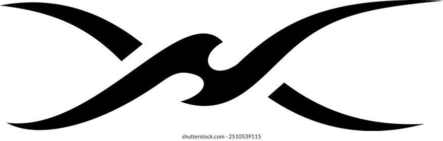 Abstract geometric design with sharp, angular black shapes on white background