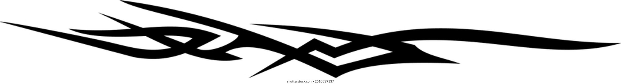 Abstract geometric design with sharp, angular black shapes on white background