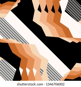 Abstract geometric design for silk scarf pattern on brown and black