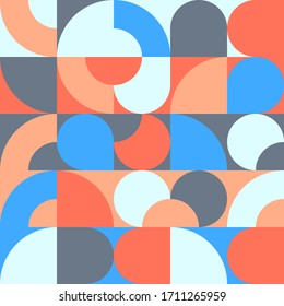 Abstract geometric design with simple shapes. Creative seamless pattern. Concept for web, banner, poster, cover, fabrics, background, decoration, presentation and greeting card.
