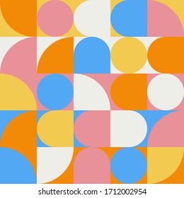 Abstract geometric design with simple shapes. Creative seamless pattern. Concept for web, banner, poster, cover, fabrics, background, decoration, presentation and greeting card.