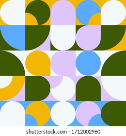 Abstract geometric design with simple shapes. Creative seamless pattern. Concept for web, banner, poster, cover, fabrics, background, decoration, presentation and greeting card.