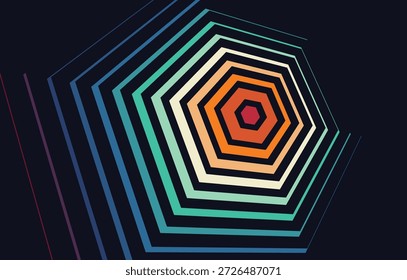 Abstractas diseño geométrico. Patrón de líneas rayadas en forma de hexágono. Plantilla de diseño de la cubierta. Ilustración vectorial para presentación, Anuncio, flyer, póster o folleto.