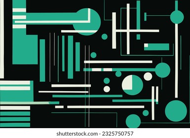 abstract geometric design, in the style of light black and emerald, playful figures, vibrant, exaggerated scenes, simple shapes, multiple patterns, multiple screens, abstract non-representational shap