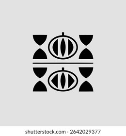 Abstract geometric design with symmetrical shapes suitable for modern branding