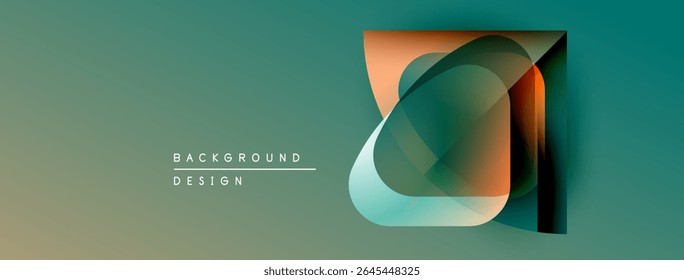 Abstract geometric design. Teal, orange, gray layers create modern visual effect. Minimalist style, suitable background element.