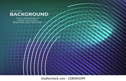 Abstract Geometric Design Template Horizontal Background With Light Gradient Halftone Lines, Dots And Circle Digital Business Banner, Label Blank, Data Hd Cover, Powerpoint Presentation. EPS10 Vector