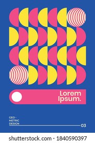 Abstract geometric design template layout with abstract bauhaus pattern design graphics made with simple shapes and forms. Useful for cover, banners, posters, flyers, book. ready to print eps10.