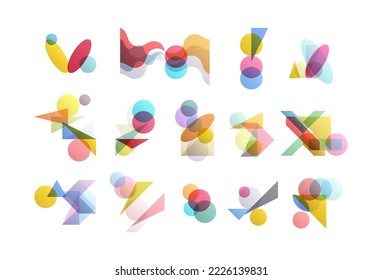 Abstract geometric design. Vector illustration made of various overlapping elements. Applicable for banners, placards, posters, flyers. 