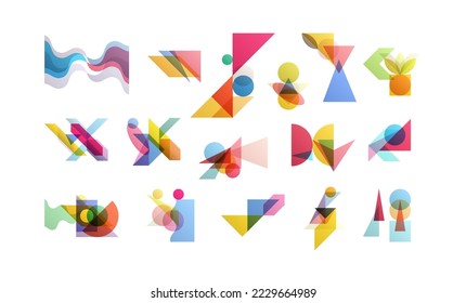 Abstract geometric design. Vector illustration made of various overlapping elements. Applicable for banners, placards, posters, flyers. 