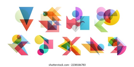 Abstract geometric design. Vector illustration made of various overlapping elements. Applicable for banners, placards, posters, flyers. 
