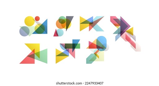 Abstract geometric design. Vector illustration made of various overlapping elements. Applicable for banners, placards, posters, flyers. 