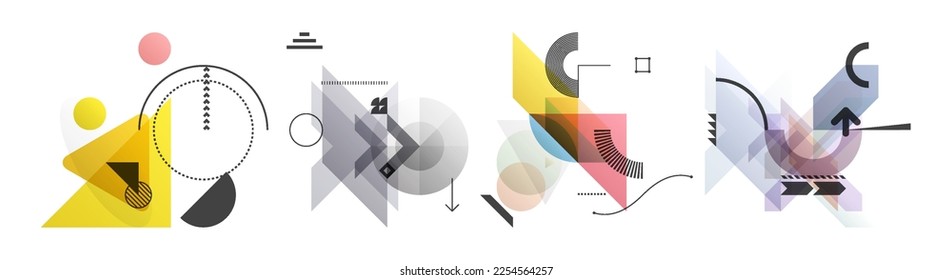 Abstract geometric design. Vector illustration made of various overlapping elements. Applicable for banners, placards, posters, flyers. 