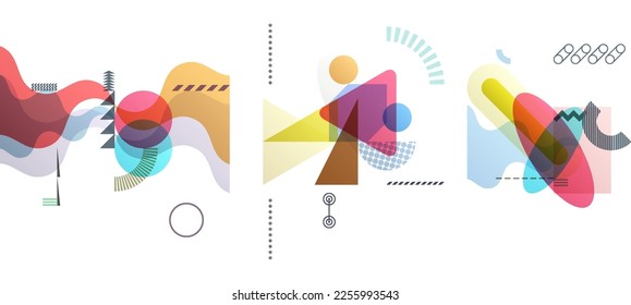 Abstract geometric design. Vector illustration made of various overlapping elements. Applicable for banners, placards, posters, flyers. 