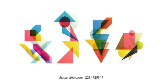 Diseño geométrico abstracto. Ilustración vectorial de varios elementos superpuestos. Aplicable a banners, carteles, afiches, volantes. 