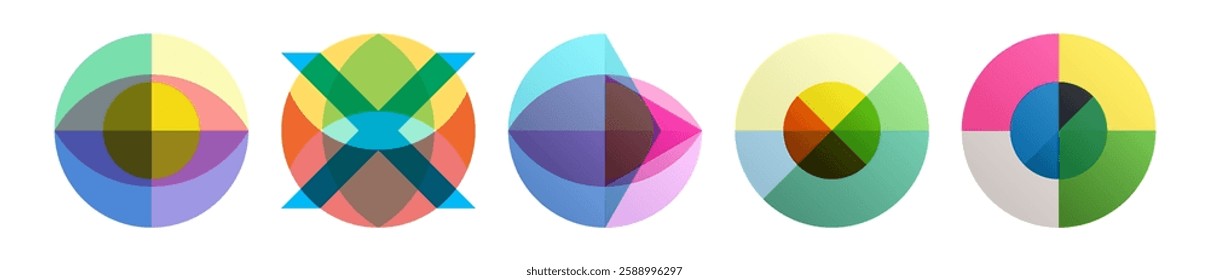 Abstract geometric design. Vector illustration made of various overlapping elements. Applicable for banners, placards, posters, flyers. 