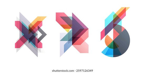 Abstract geometric design. Vector illustration made of various overlapping elements. Applicable for banners, placards, posters, flyers. 