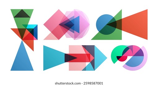 Abstract geometric design. Vector illustration made of various overlapping elements. Applicable for banners, placards, posters, flyers.