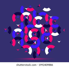 Abstract geometric design vector pattern composition, colorful 70s retro style template art, creative elegant background, modular abstraction.